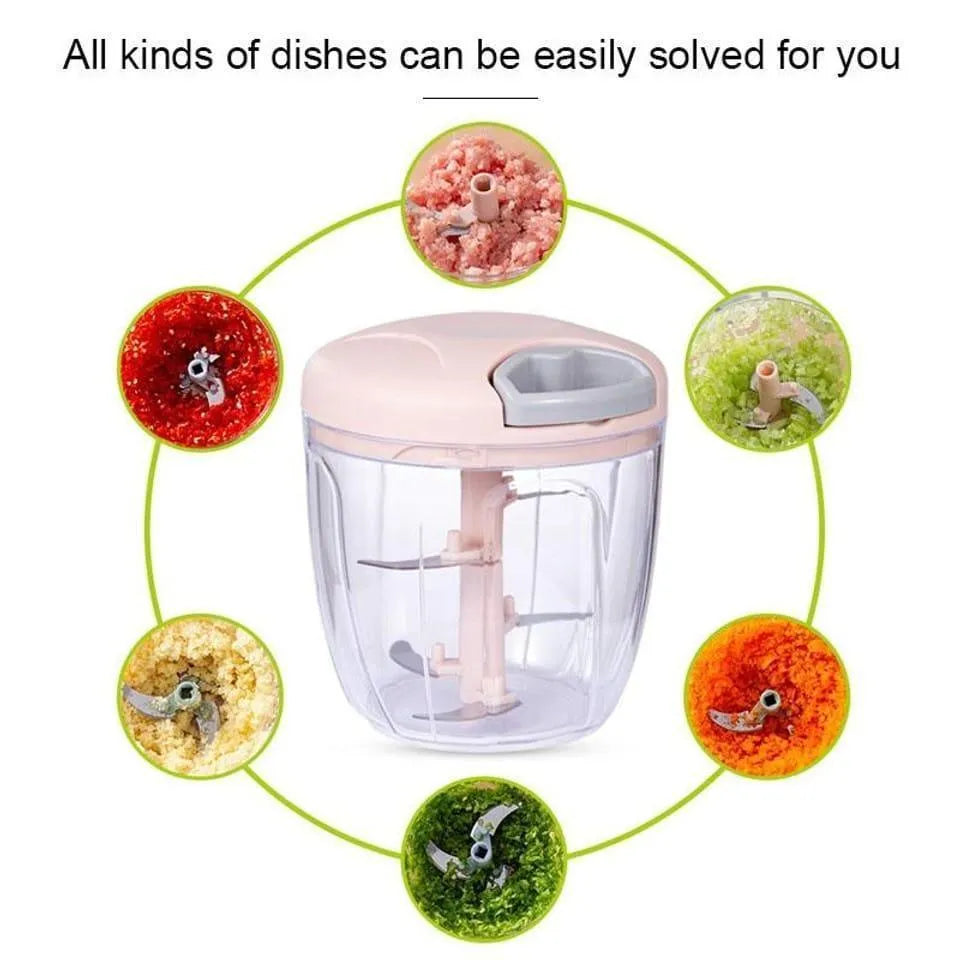 Manual Food Chopper Multicolor ABS Plastic Kitchen Tool Secondary image