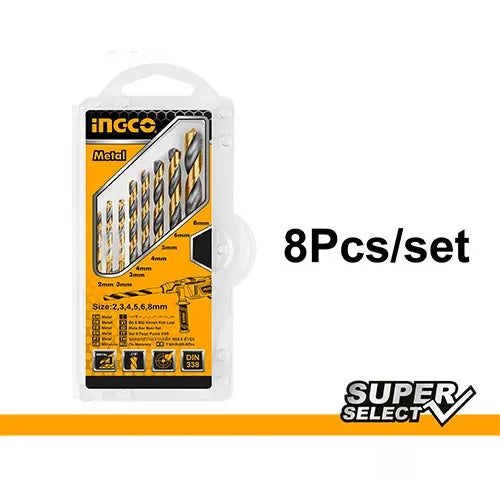 Ingco – 8 Pcs HSS Twist Drill Bits Set – AKDB0801