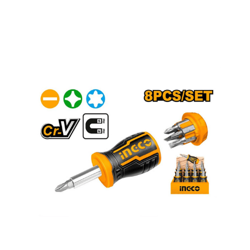 Ingco – 8 IN 1 Stubby screwdriver set – AKISDS0708 Main image