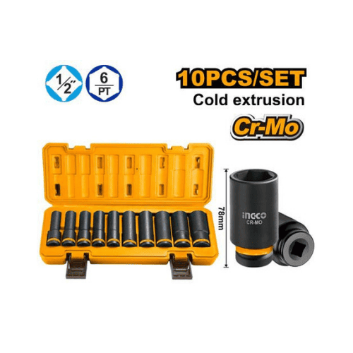Ingco – 10PCS 1/2 Deep impact socket set – HKISSD12102L Main image