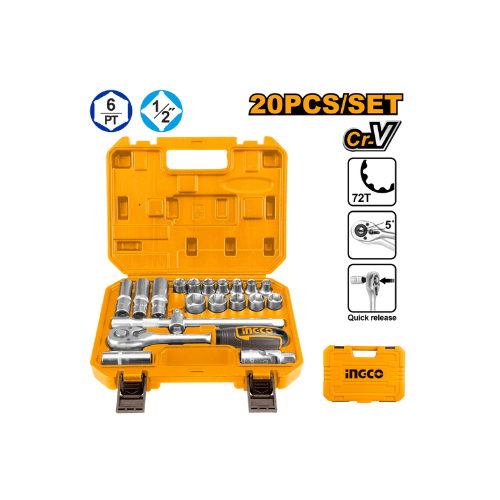 Ingco – 20 Pcs 1/2 socket set – HKTS12201 Main image