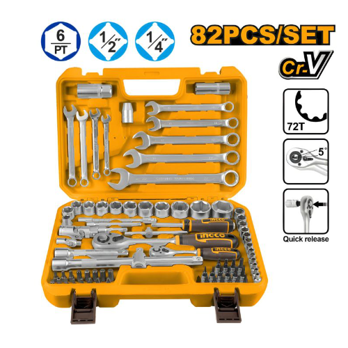 Ingco – 82 Pcs 1/4″&1/2″ Socket set – HKTS42802