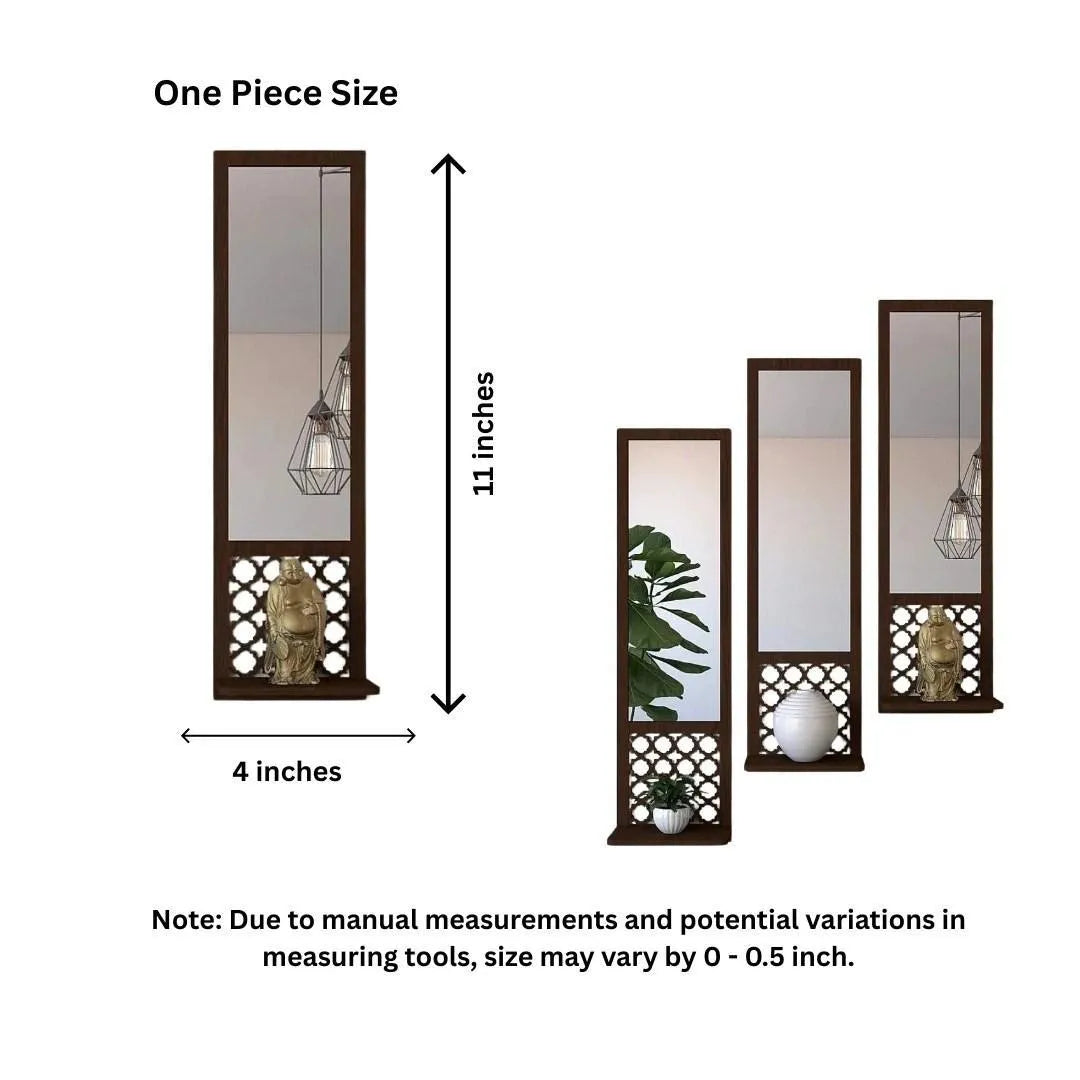 Modern Abstract Wooden Mirror Wall Shelves Set of 3 Secondary image