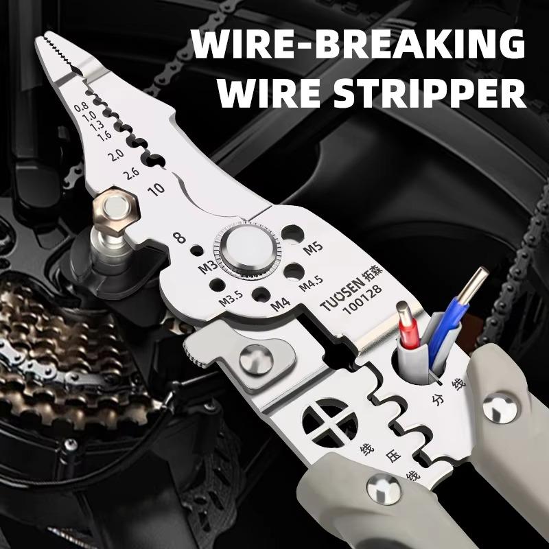 Electrician Wire Stripper Pliers Multi-Function Grey Chrome Vanadium Main image