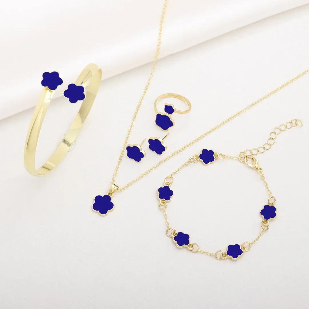 Blue Flower Resin Jewelry Set for Women Secondary image