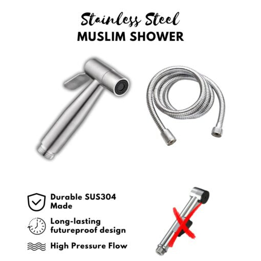 Stainless Steel Muslim Shower | Bidet Sprayer for Bathroom | High Pressure SS Toilet Shower