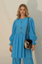 Azure Button Maxi Dress