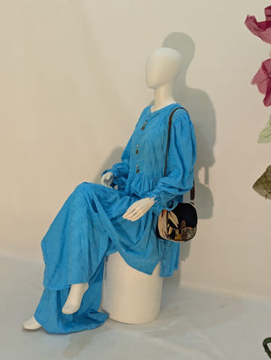 Azure Button Maxi Dress