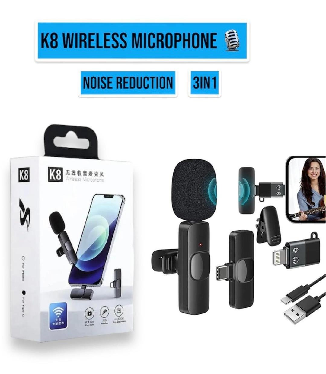 K8 3-in-1 Wireless Microphone